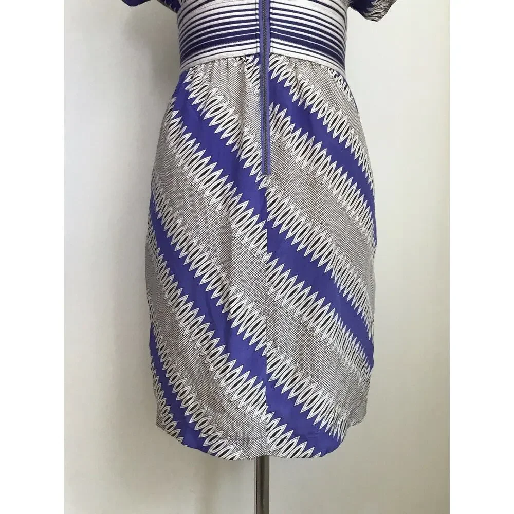 Plenty by‎ Tracy Reese Easy Chemise Silk Sheath Dress Diagonal Striped Size 2